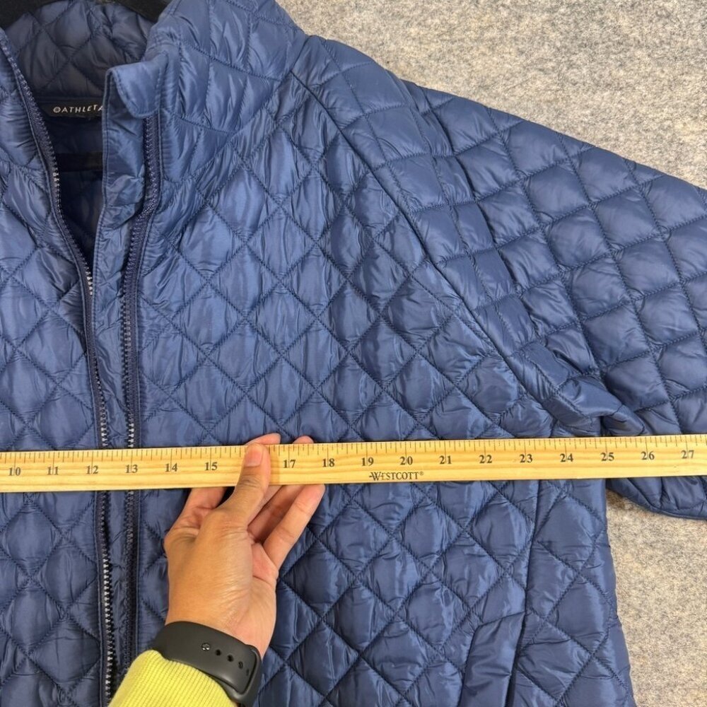 Athleta Navy Blue Quilted Whisper Featherless Jacket Full Zip Coat Performance - Picture 9 of 14